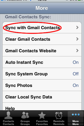 Sync with Gmail Contacts