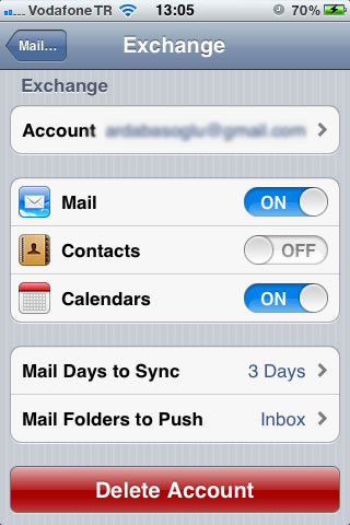 Delete iPhone Email Account