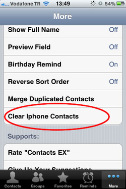 Clear iPhone Contacts via Contacts EXtreme