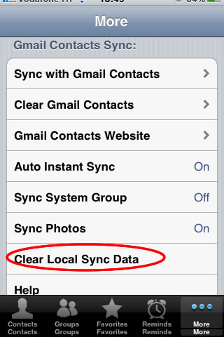 Clear Local Sync Data via Contacts EXtreme