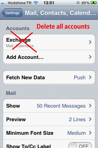 Delete All Email Accounts From iPhone